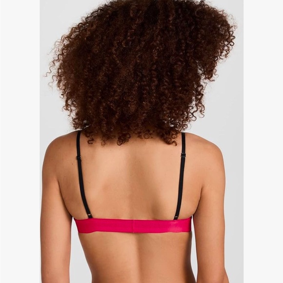 Calvin Klein Monolith Cotton Unlined Bralette - XS - Black/Pink - Picture 2 of 4